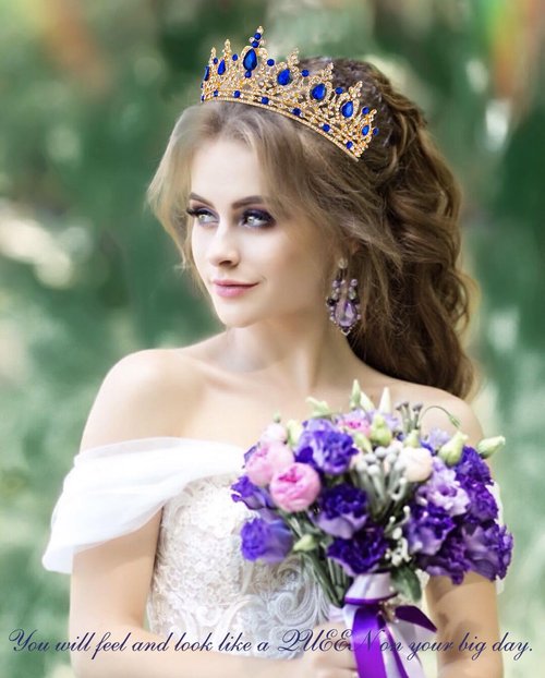 TOBATOBA Blue Crown and Tiaras for Women, Crystal Royal Queen Crown Rhinestone Princess Tiara, Blue Bridal Tiara Wedding Tiaras for Bride, Quinceanera Headpieces for Birthday Prom Pageant Cosplay