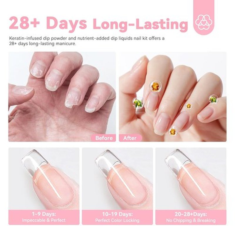 SAVILAND Dip Powder Nail Kit - 60g Clear Powder with Base, Activator & Top Coat for French Manicure