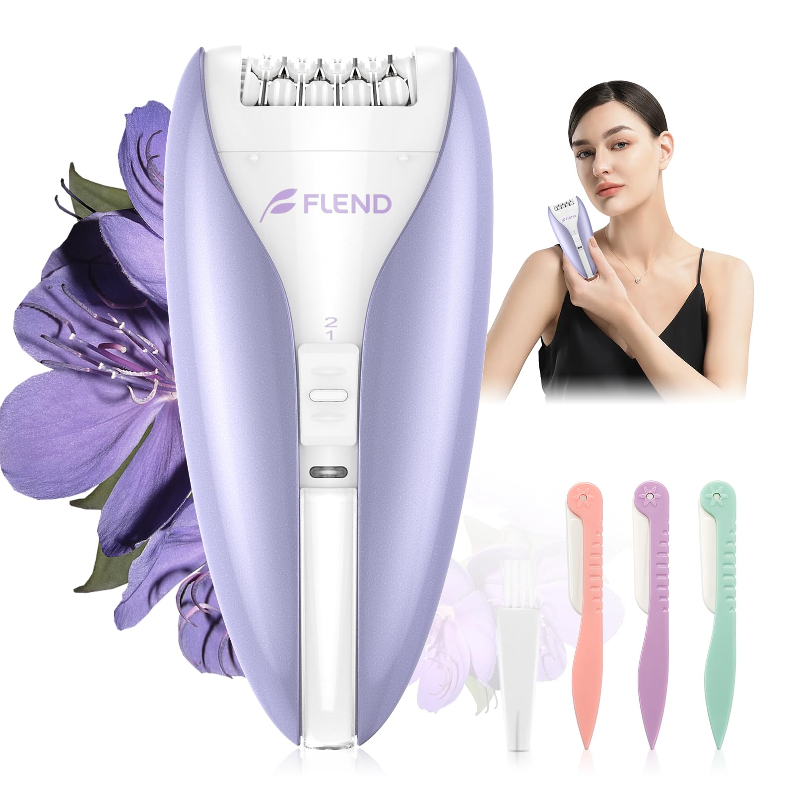 Epilator, Smooth Glide Epilator for Women, 2 Speeds Facial Hair Removal Device with Silent Design, Cordless Rechargeable Hair Removal Epilators for Women Face Legs Bikini Arms Legs