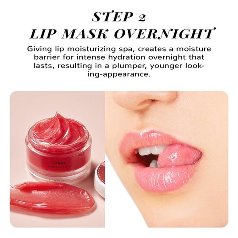 Lip Scrub & Lip Mask Set, Overnight Treatment Lip Care Products, Daily Lip Gift Set for Girls, Moisturize & Nourish, Dry Cracked Lips, Intense Hydration with Vitamin C, Overnight Lip Mask
