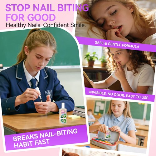 Gelike ec Nail Biting Prevention for Girls: Extra Strong Nail Biting Treatment Anti-Bite Nail Polish - Invisible Quick Dry Bitter Vegan Formula 15ml - Nail Care Solution for Growing Kids