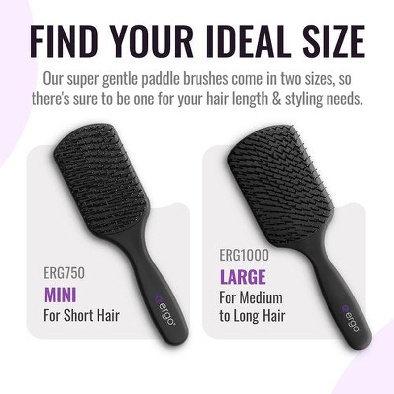 ERGO Super Gentle Mini Paddle Brush - Dual Detangler for Thick or Thin Hair | Perfect for Blow Drying
