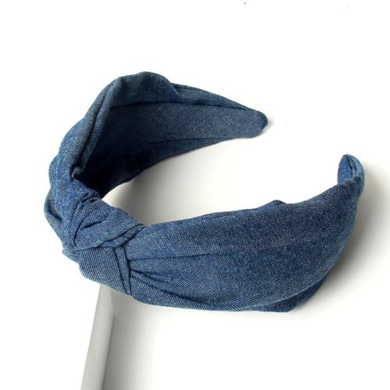 Cuizhiyu 3Pack Denim Knot Headband Knotted Wide Headband for Women,Blue Knot Headbands Non slip Hairbands Girls Fabric Head bands Hair Accessories