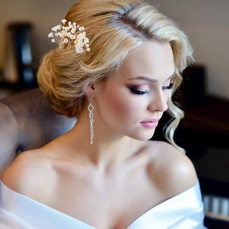 Landical 14 Pcs Baby's Breath Hair Pins Boho Bridal Pearl Flower Wedding Hair Accessories for Brides Bridesmaids Women Girls