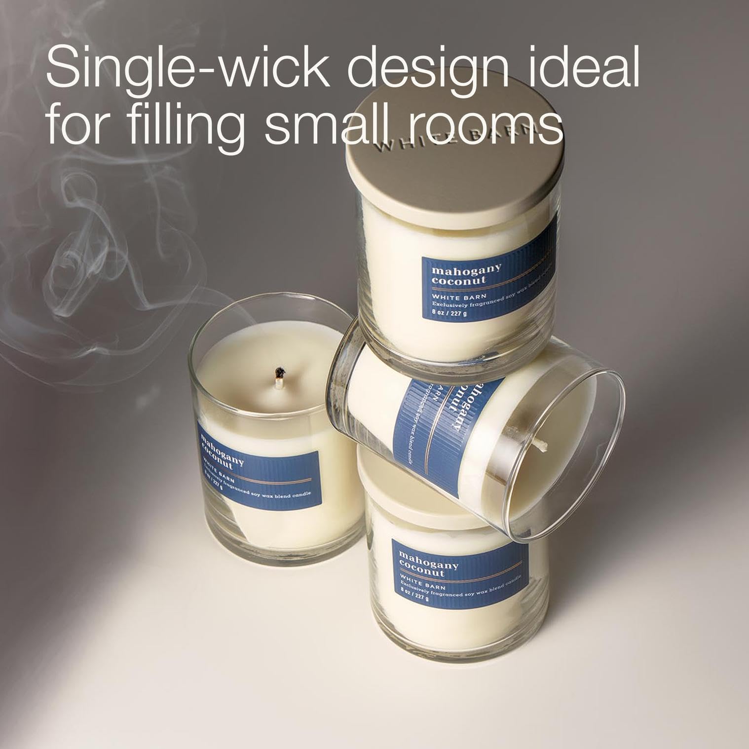 Bath & Body Works Single Wick Candle, Mahogany Coconut Candle, Long-Lasting Burn Up to 45 Hours, Exclusively Fragranced Soy Wax Blend, 8 oz - 1 Pack