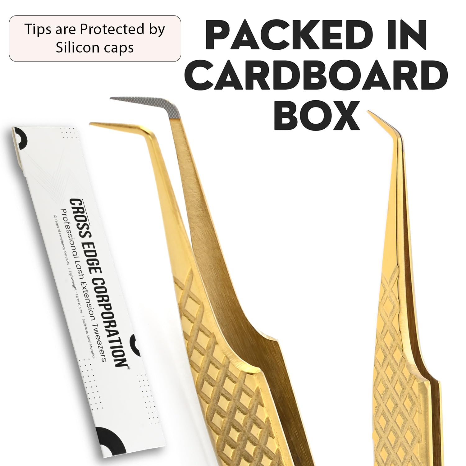 My Lash Tools Fiber Tip Lash Tweezers for Eyelash Extension Curved 90 Degree Angle Boot Tweezer Best for Volume, Individual Isolation & Classic Lashes Stainless Steel Lash Supply (Gold)