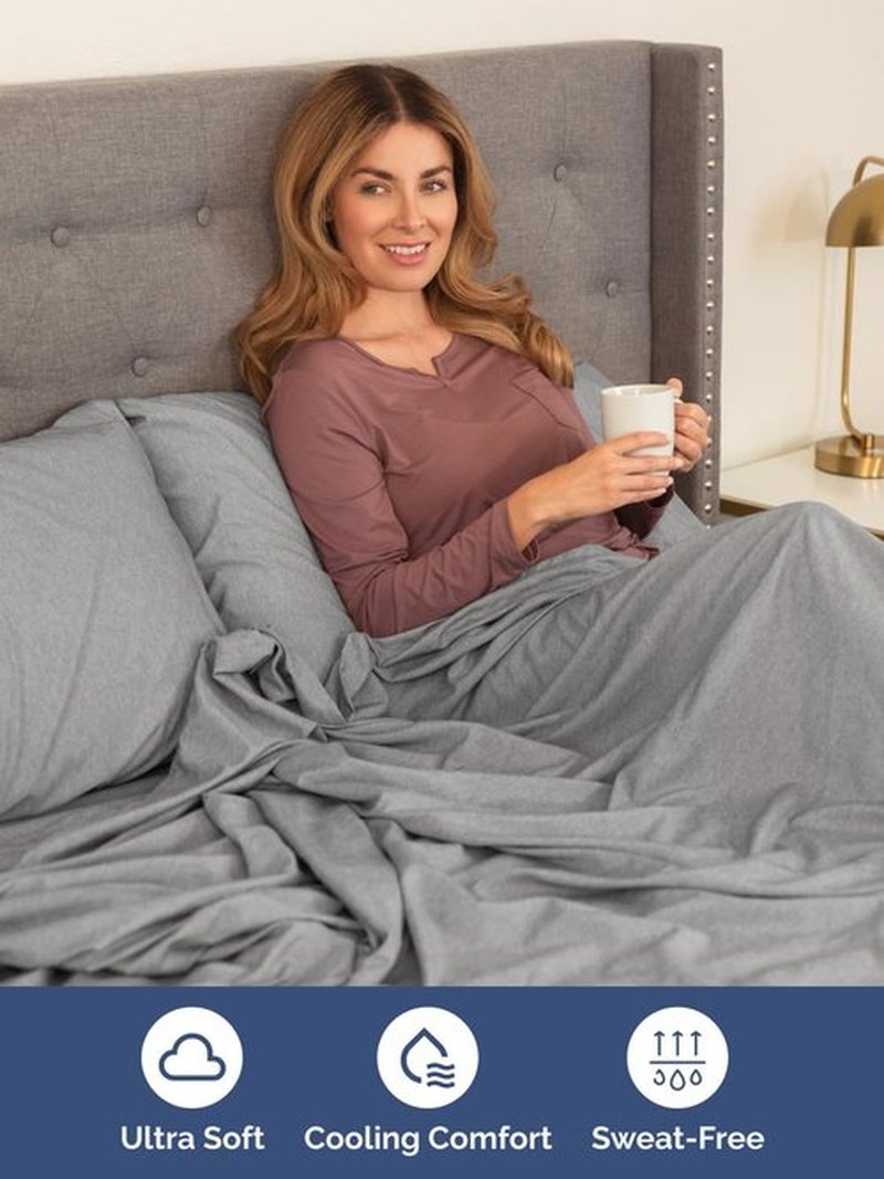 Skiennix Extra Deep Full Sheet Set - 6-Piece Breathable Cooling Bedding - Soft, Wrinkle-Free, Heathered Grey