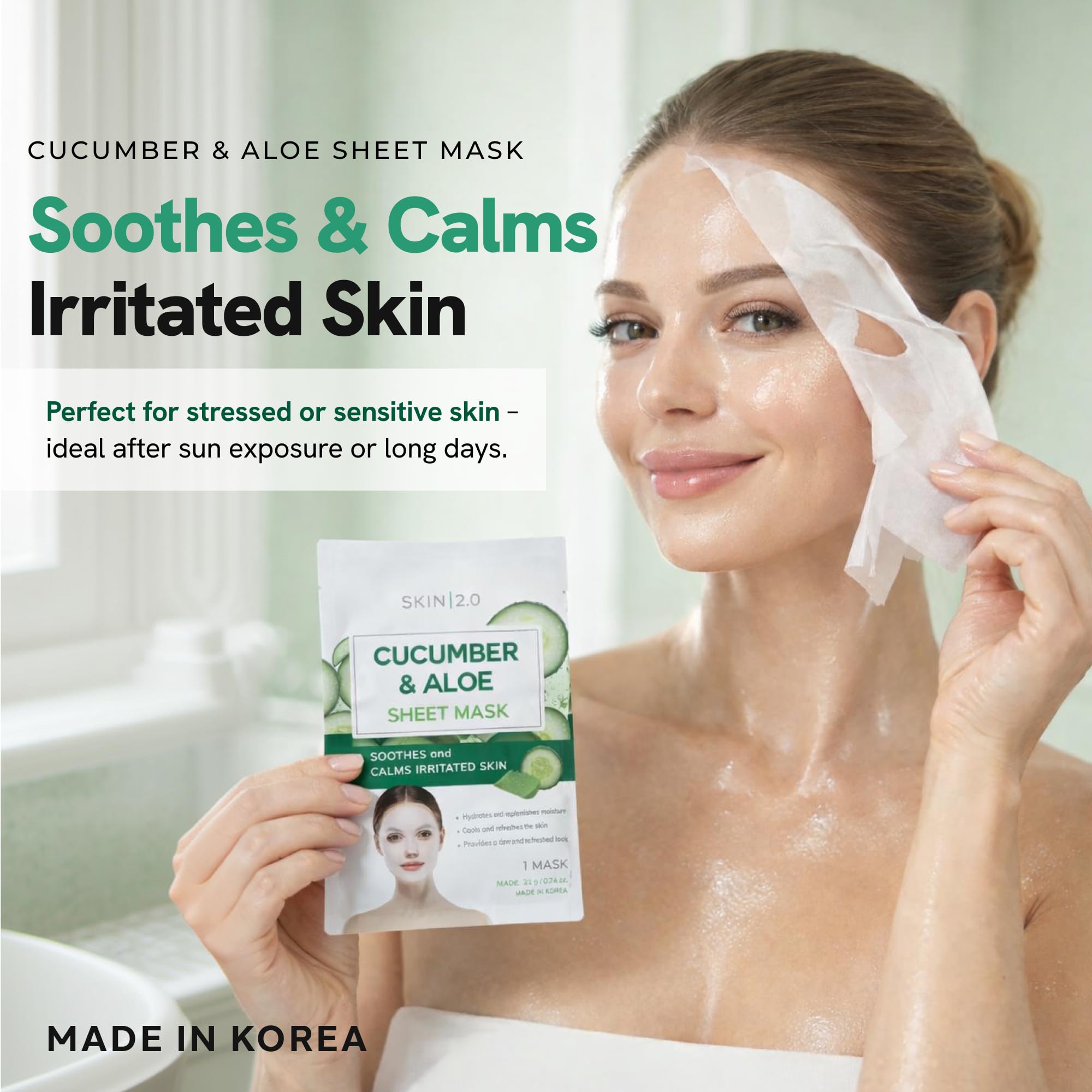 Skin 2.0 Sheet Face Mask - Sheet Mask - Cruelty Free Korean Skin Care For All Skin Types - 5 Masks