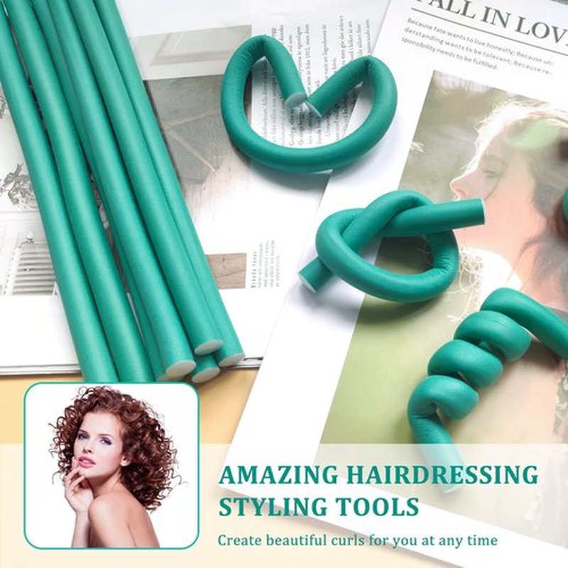 40PCS Flexible Curling Rods Set - No Heat Hair Rollers for Short & Long Hair, Twist Foam Rollers with Comb (Colors Random)
