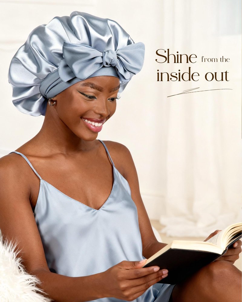 YANIBEST Adjustable Satin Bonnet for Sleeping Women Double Layer Hair Bonnet Reduce Friction Prevent Frizz Natural Curly Hair