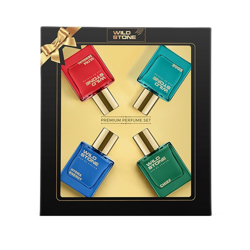Wild Stone Luxury Eau De Parfum Gift Set - 3.38oz Pack of 4 | Woody & Spicy Notes for Men