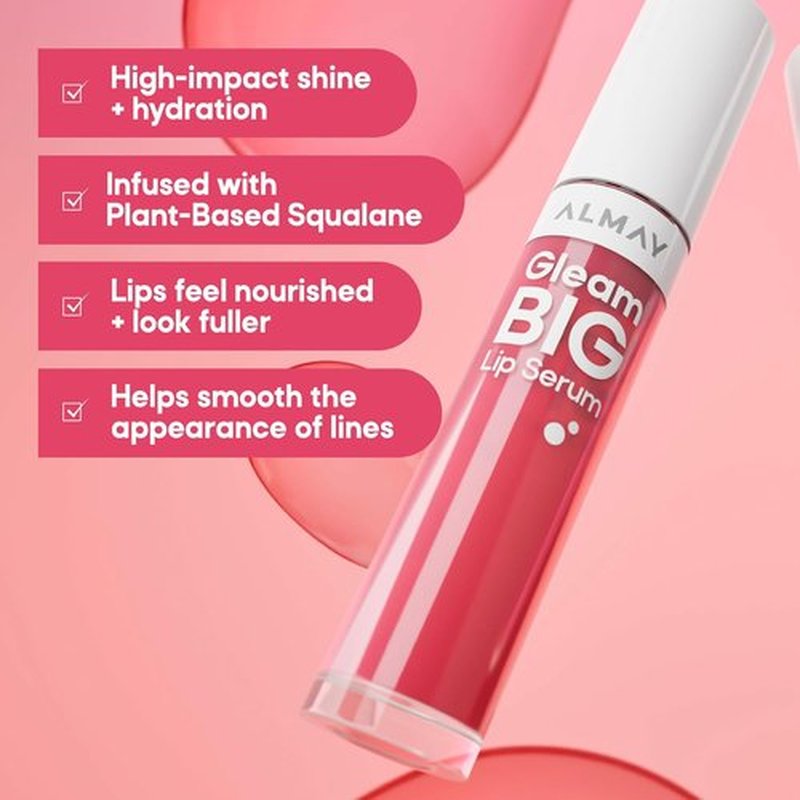 Almay Gleam Big™ Lip Serum - Hydrating, Hypoallergenic Lip Gloss in 100 Positively Pink | 0.13 fl oz