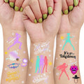 Temporary Tattoos for Cartoon Movie Themed Party Favors Iridescent Foil Styles | Korean Idol Fake Tattoos Stickers Removable, Goodie Bag Stuffers Party Supplies Decoration Gifts 3 Sheets 108 Pcs