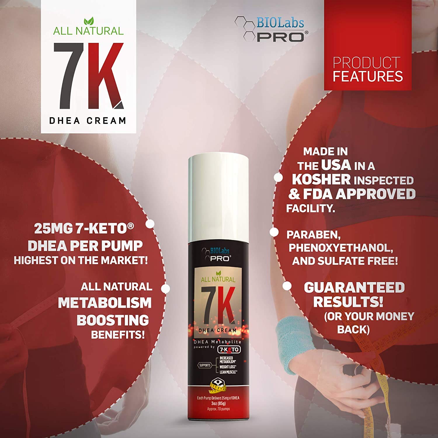 7-Keto dhea - Fat Burner - Natural 7K Dhea Cream - Metabolism Support - Maximum Strength Dhea Used by Men and Women for Lean Muscle and Fat Loss Support