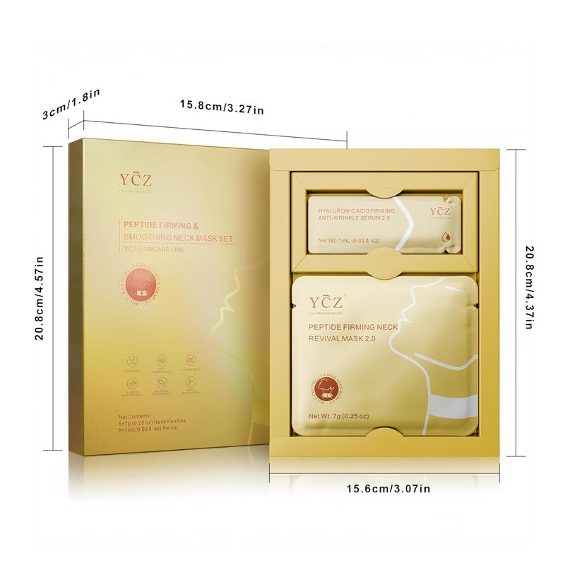 Ycz Firming Neck Mask - Deep Hydration & Collagen Anti-Wrinkle Patches with 8 Peptides & Botanicals