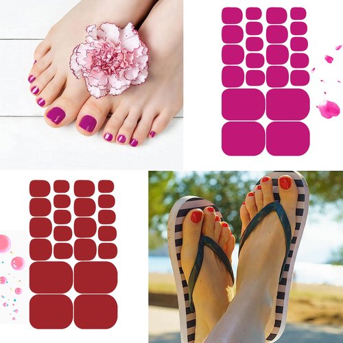 DANNEASY 20 Sheets Toe Nail Stickers Full Nail Wraps for Women ToeNails Polish Strips - Red Pink Self Adhesive Toenail Polish Sticker Stick on Nails Gel Strips Nails Art Accessories