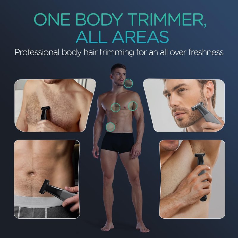 VOYOR Beard Trimmer for Men - All-in-One Rechargeable Grooming Kit | Cordless Wet/Dry Electric Razor (Grey)