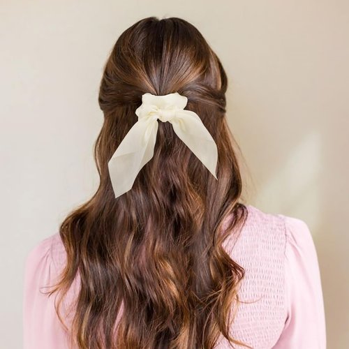 Glaudmeiss 6 PCS Small Silk Scrunchies, Hair Ties with Knotted Bows, Satin Hair Ribbons Elastic Hair Ties for Women Girls