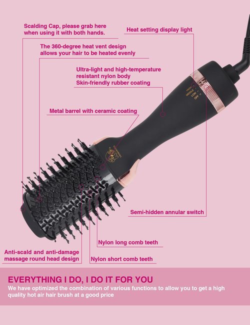 Hair Dryer Brush Blow Dryer Brush in One, 4 in 1 Ionic Hair Dryer and Styler Volumizer with Oval Titanium Barrel, Hot Air Straightener for Smooth Frizz-Free Blowout