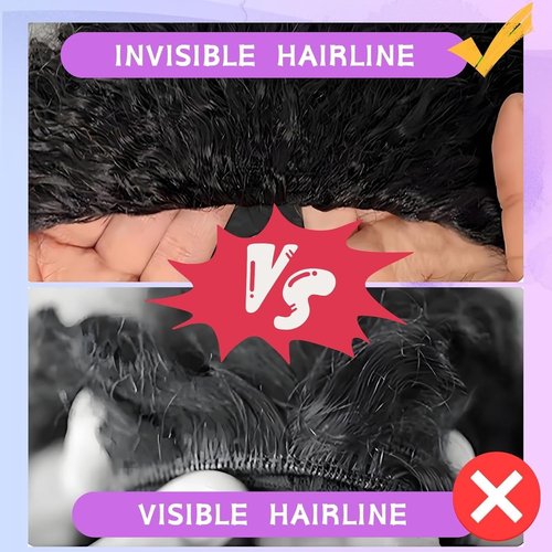 Glimeer Half Wig Human Hair Deep Wave 3 In 1 Drawstring Seamless Filp Over Curly Half Wig 200% Density Wear and Go Glueless Half Wigs for Black Women Natural Color 18 Inch