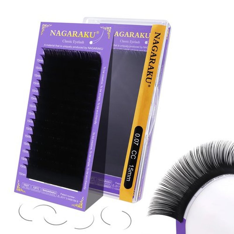 NAGARAKU Eyelash Extensions Individual Lashes Extensions Classic Lash Matte Black 16 Rows Soft Natural Matte Black Professional Beauty Salon Lash Supplies -0.07CC 15mm