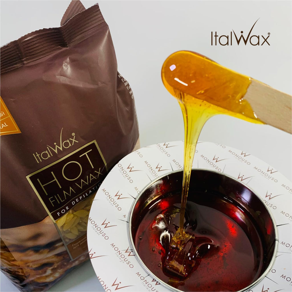 Italwax Classic Line Natural Hard Wax Beads 1.1 lb (500 g) – Transparent Medium Setting Stripless Wax for Normal Skin & Large Areas – Made in Italy