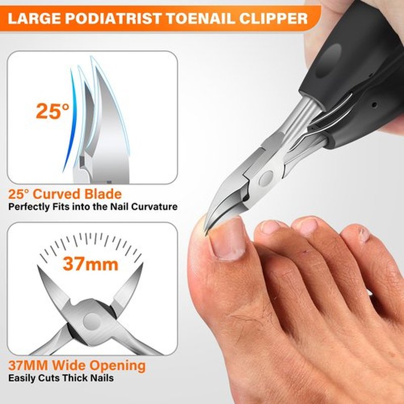 Slanted Toenail Clippers for Seniors Thick Toenails, Angled Head Large Toe Nail Clippers