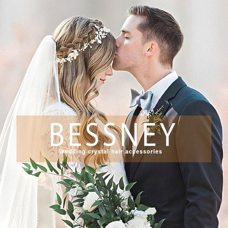 Bessney Flower Wedding Hair Vine Pearl Bridal Headband Silver Hair Accessories for Women