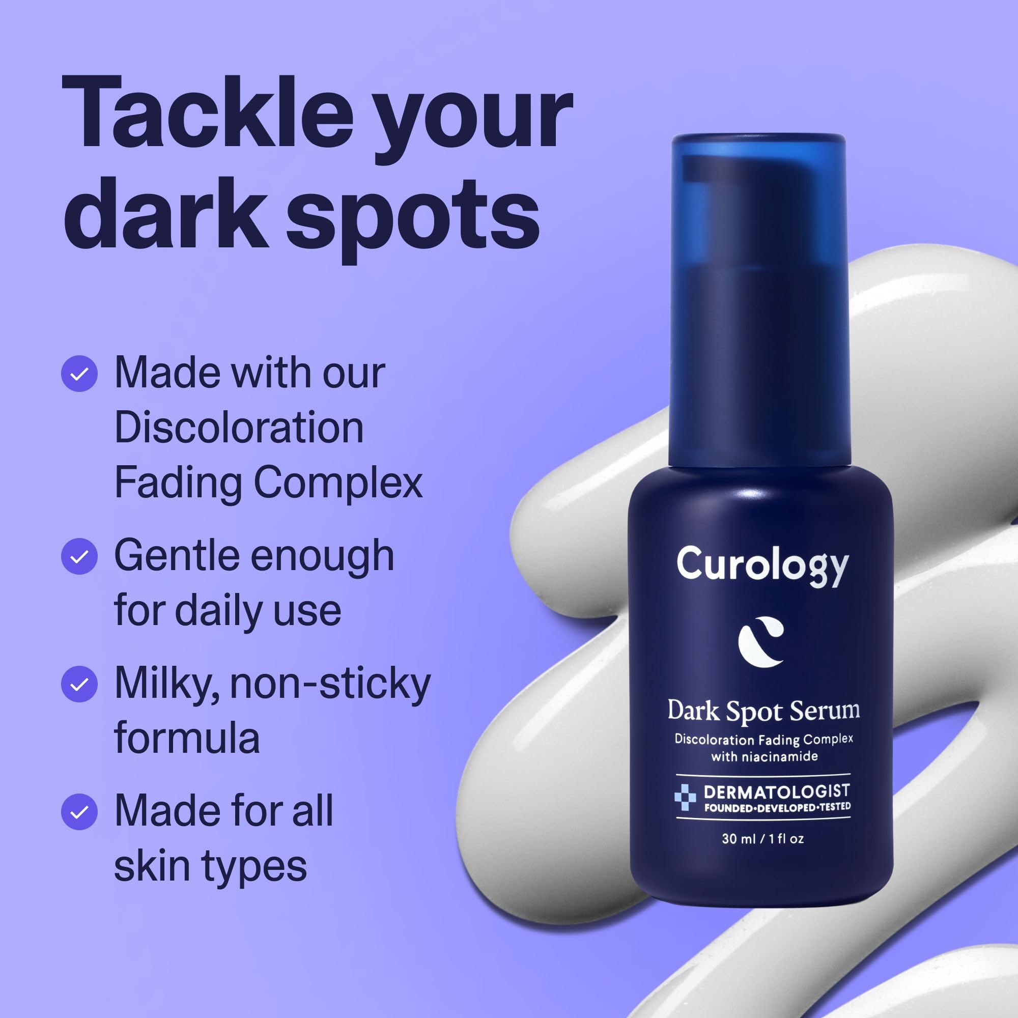Curology Dark Spot Facial Serum, Discoloration Fading Serum, for Post Acne Marks and Sunspots, 1 fl oz