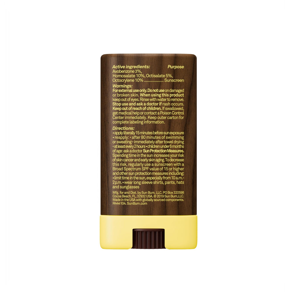 Sun Bum Original SPF 30 Face Stick Sunscreen - Water-Resistant Broad Spectrum Facial Sunscreen with Vitamin E - Hawaii 104 Act Compliant (Without Octinoxate & Oxybenzone) - Travel Friendly - 0.45 oz