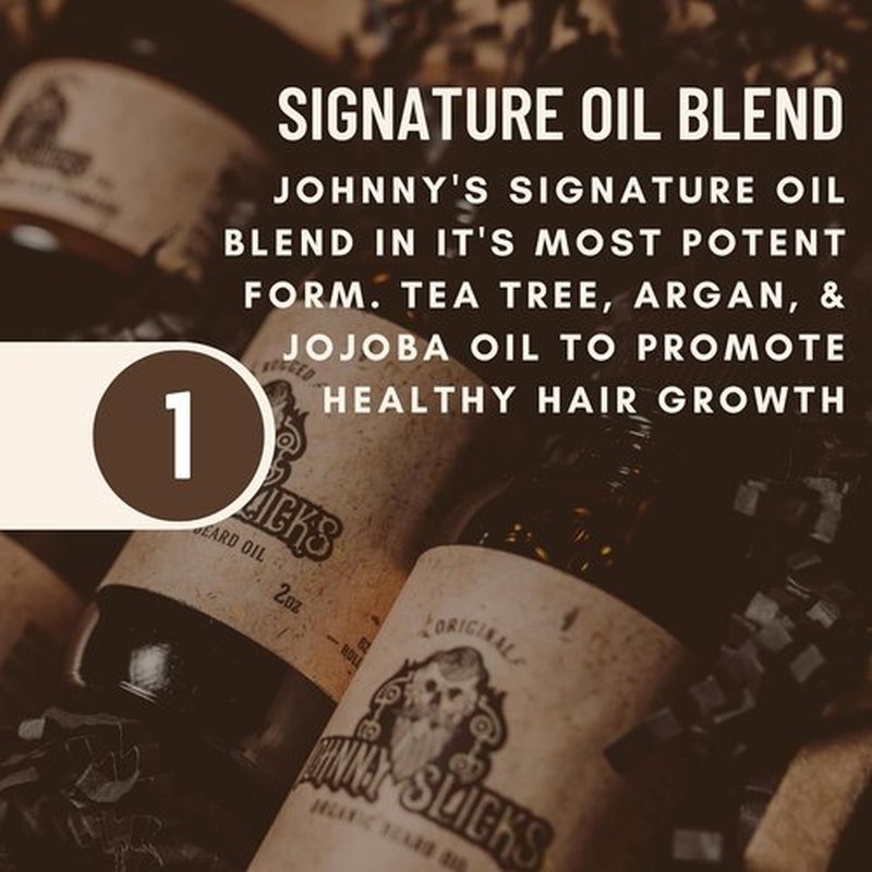 Johnny Slicks Organic Beard Oil - Moisturizes & Reduces Dry Skin | Chemical-Free with Tea Tree, Jojoba, Coconut & Argan