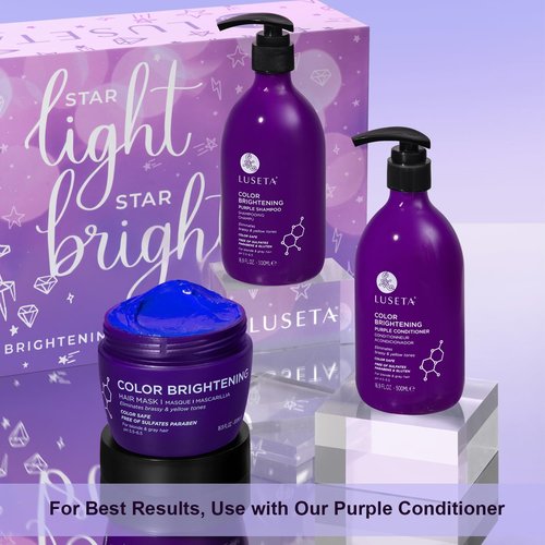 Luseta Purple Shampoo and Conditioner Set for Blonde Hair - Eliminates Brassiness & Tones Gray, Bleached Hair - Neutralizes Yellow Tones, Enhances Cool Shades, Sulfate Free - 16.9 Fl Oz Each