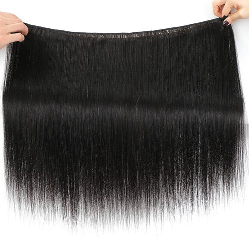 CGRY 18A Raw Indian Straight Hair 3 Bundles Real Virgin 100% Unprocessed Human Hair Extensions Luxury Premium Quality Full Thick Ends Natural Black Silky Soft Reusable 20inch