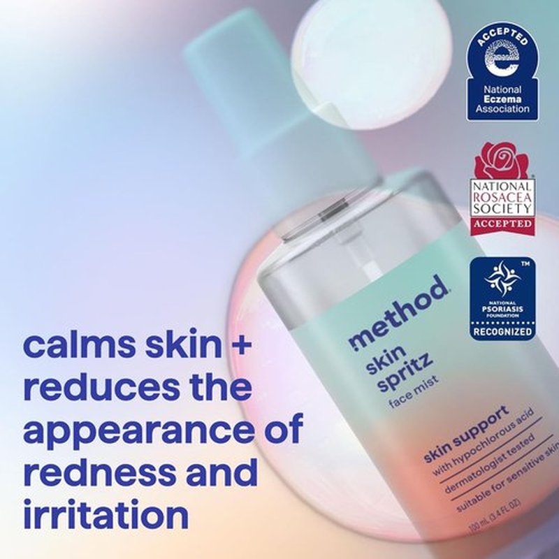 Method Hypochlorous Acid Skin Spritz - Daily Face Mist for Redness Relief & Healthy Skin | Travel Size, 3.4 fl oz