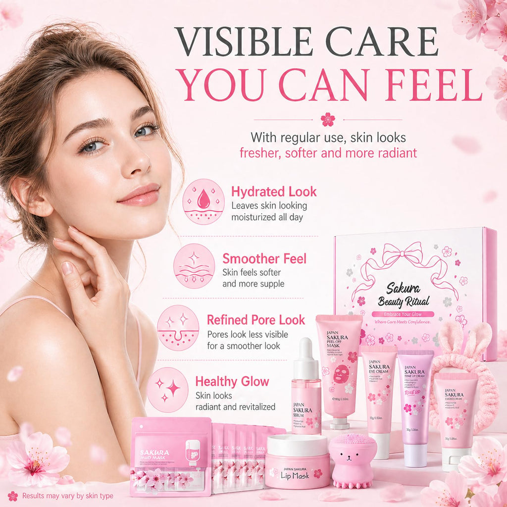 Japan Sakura Skin Care Set For Teen Girls, Skincare For Girls 10-12, Skin Care For Teens 10-12, Japanese Cherry Blossom Skin Care For Kids, Birthday & Mothers Day Gifts 30PCS