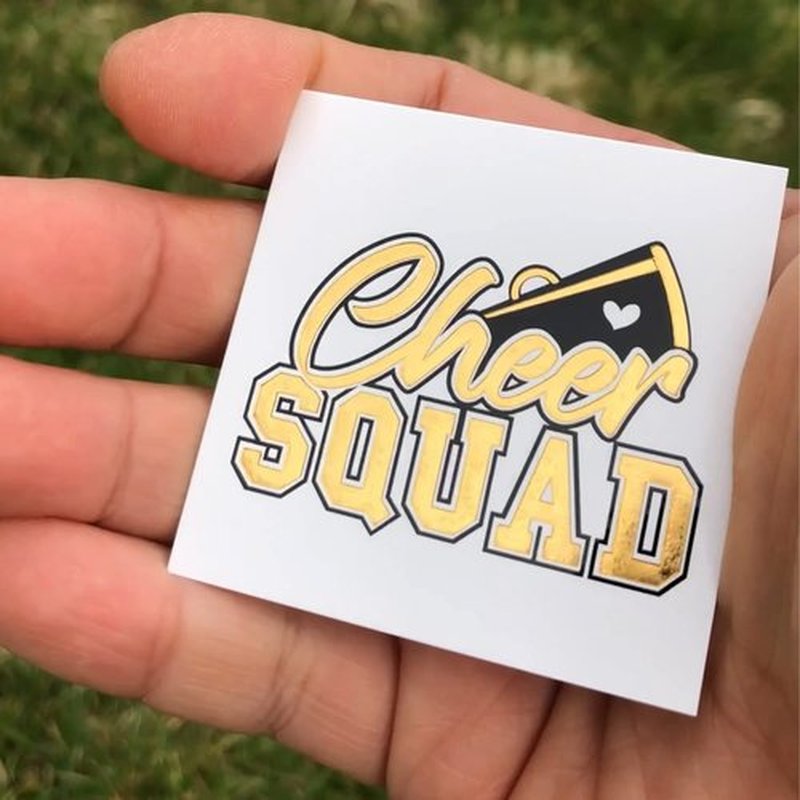 Cheerleading Gold Foil Temporary Tattoos / 36 Pack with 12 Designs/Sparkle Effect/Team Spirit Collection