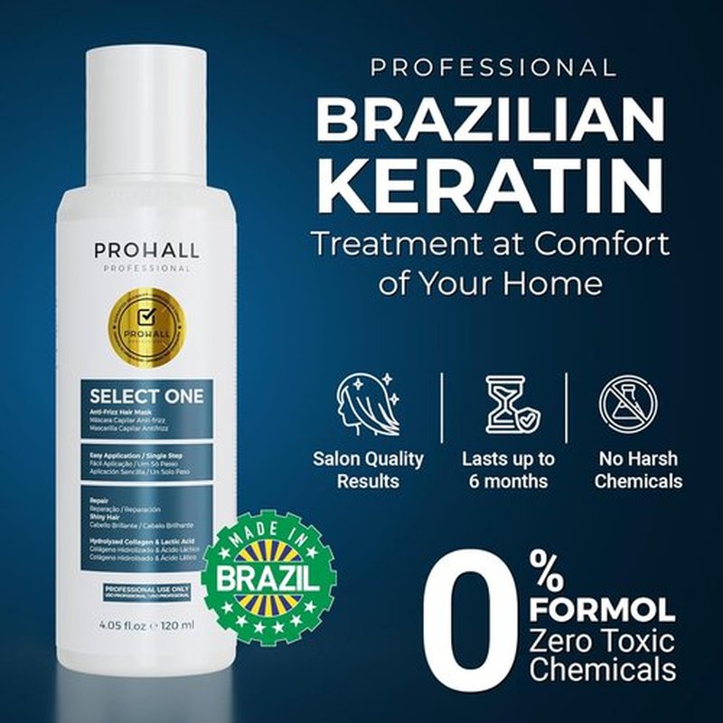 Prohall Select Brazilian Keratin Treatment - Formaldehyde-Free Blowout Complex | 4.05 oz Hair Treatment