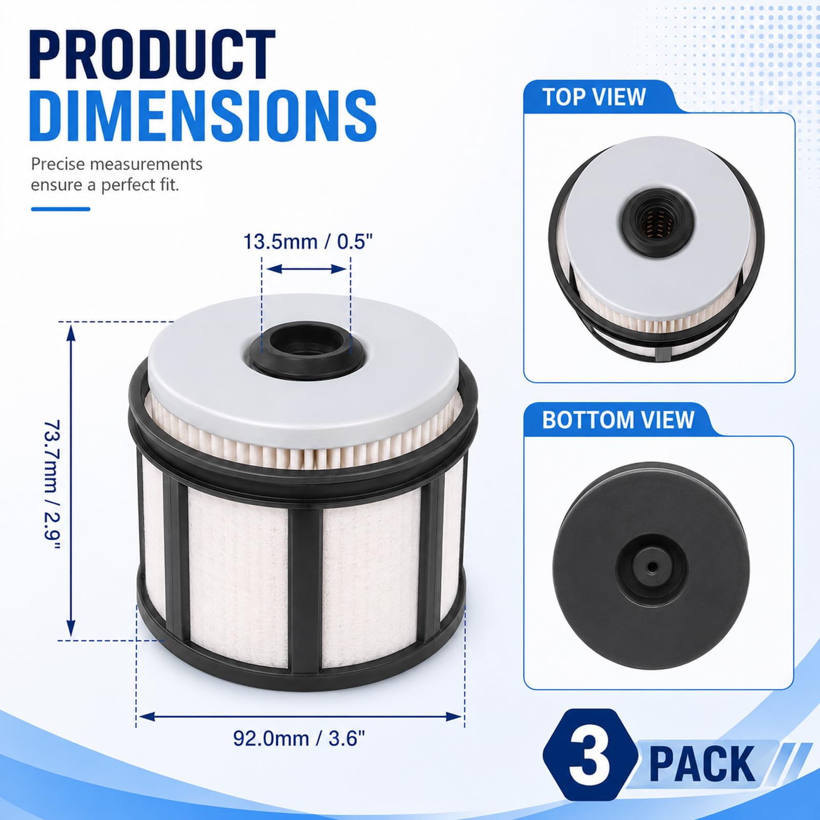 3pcs FD4596 Fuel Filter For 7.3L Diesel - Compatible with 1999-2003 Ford E350 F250 F350 F450, Fits for 2000-2003 E450 Excursion, 2002-2003 E550 Super Duty - Replaces FD-4596, F81Z9N184AA