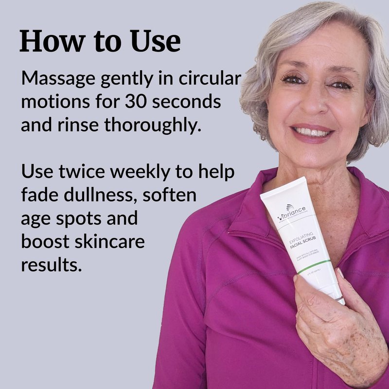 Vibriance Ultra-Gentle Face Scrub, 4 fl oz - Exfoliating Facial Wash Unclogs Pores - Sulfate and Paraben-Free Exfoliator For All Skin Types - Made with Natural Ingredients