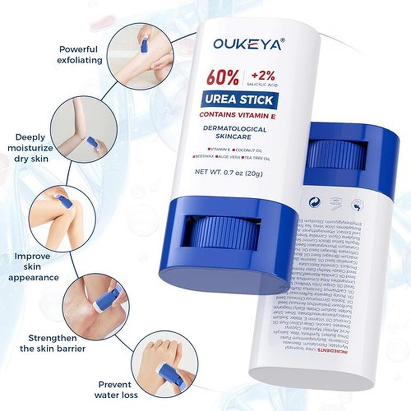 OUKEYA Urea Cream Stick 60% - Intensive Foot Cream with 2% Salicylic Acid for Dry, Cracked Heels | 0.7oz