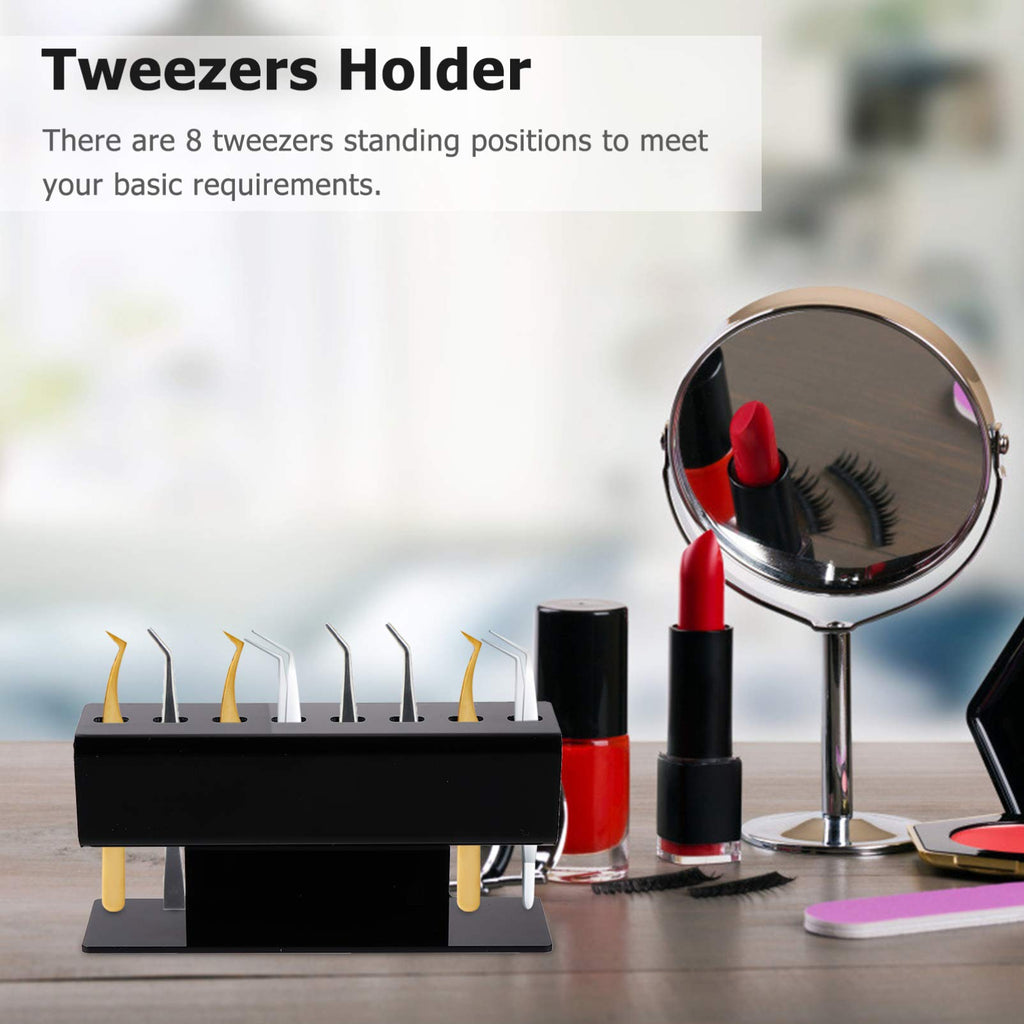Beaupretty Acrylic Lash Extension Tweezers Holder Stand with 8 Slots Eyelash Tweezers Storage Rack for Home Organization and Display