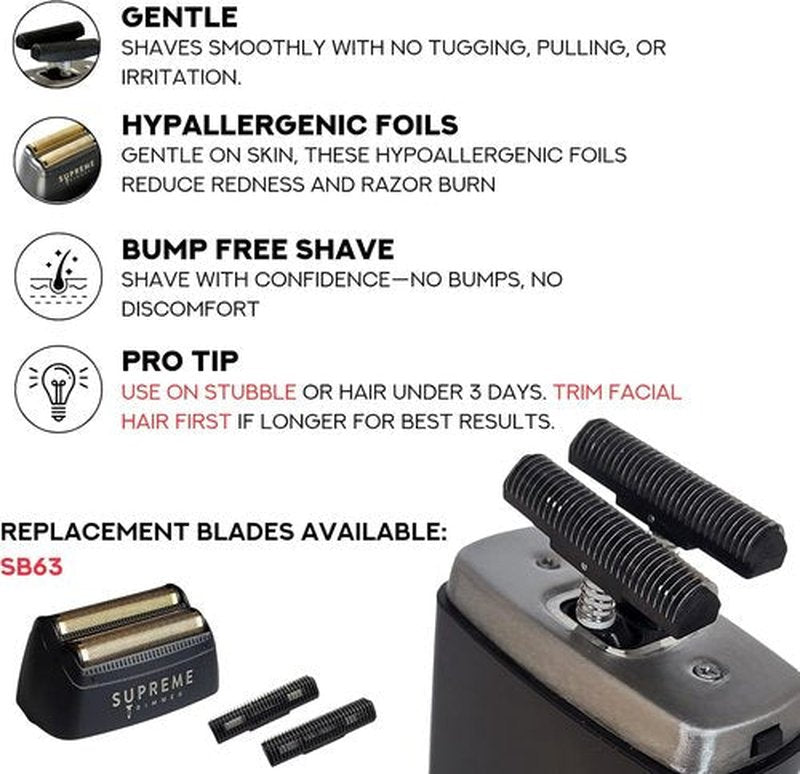 Supreme Trimmer 2-in-1 T-Shaper & Crunch Foil Shaver - Electric Razor & Beard Trimmer Kit | Gold