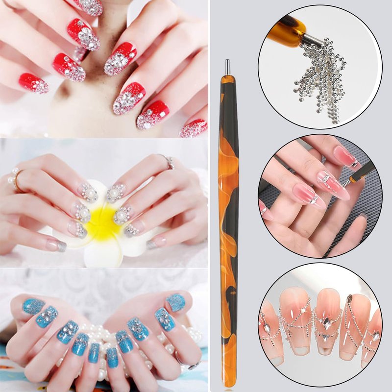YECIRALA 24 Pcs Cat Eye Nail Magnets For Nail Art Cat Eye Designs, 5 Style Magnets For Nails 3 in 1 Brown Cat Eye Magnets Pen Sticks For Nails, Flower Heart Water Ripple Cat Eye Designs Nail Tools