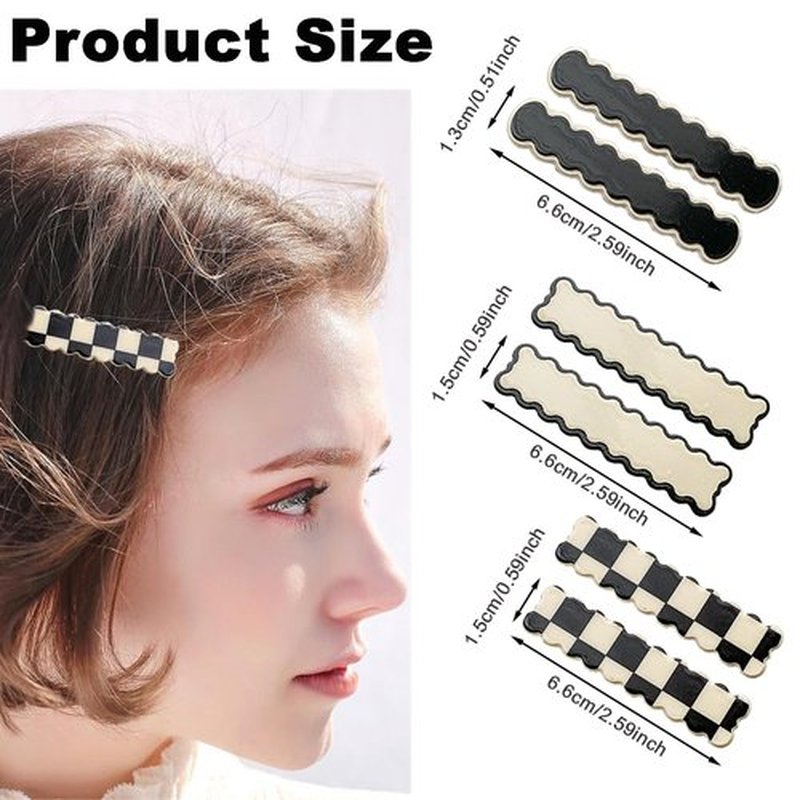 SHEHARUHI 18 PCS Acrylic Cute Checker Hair Clips, Simple Geometric Duckbill Clips, Korean Styling Minimalist Hair Barrettes for Women and Girls Hair Accessories(Black and White)