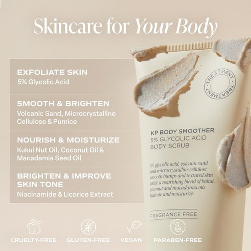 Saltair KP Body Scrub - 5% Glycolic Acid & Volcanic Sand Exfoliator | Fragrance-Free, 10oz