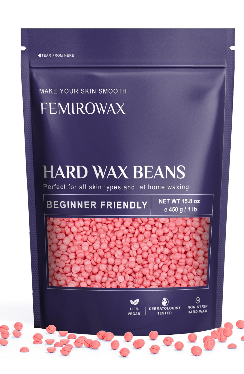 FEMIROWAX Wax Beads,1lb Pinkl Wax Beans for Hair Removal Sensitive Skin