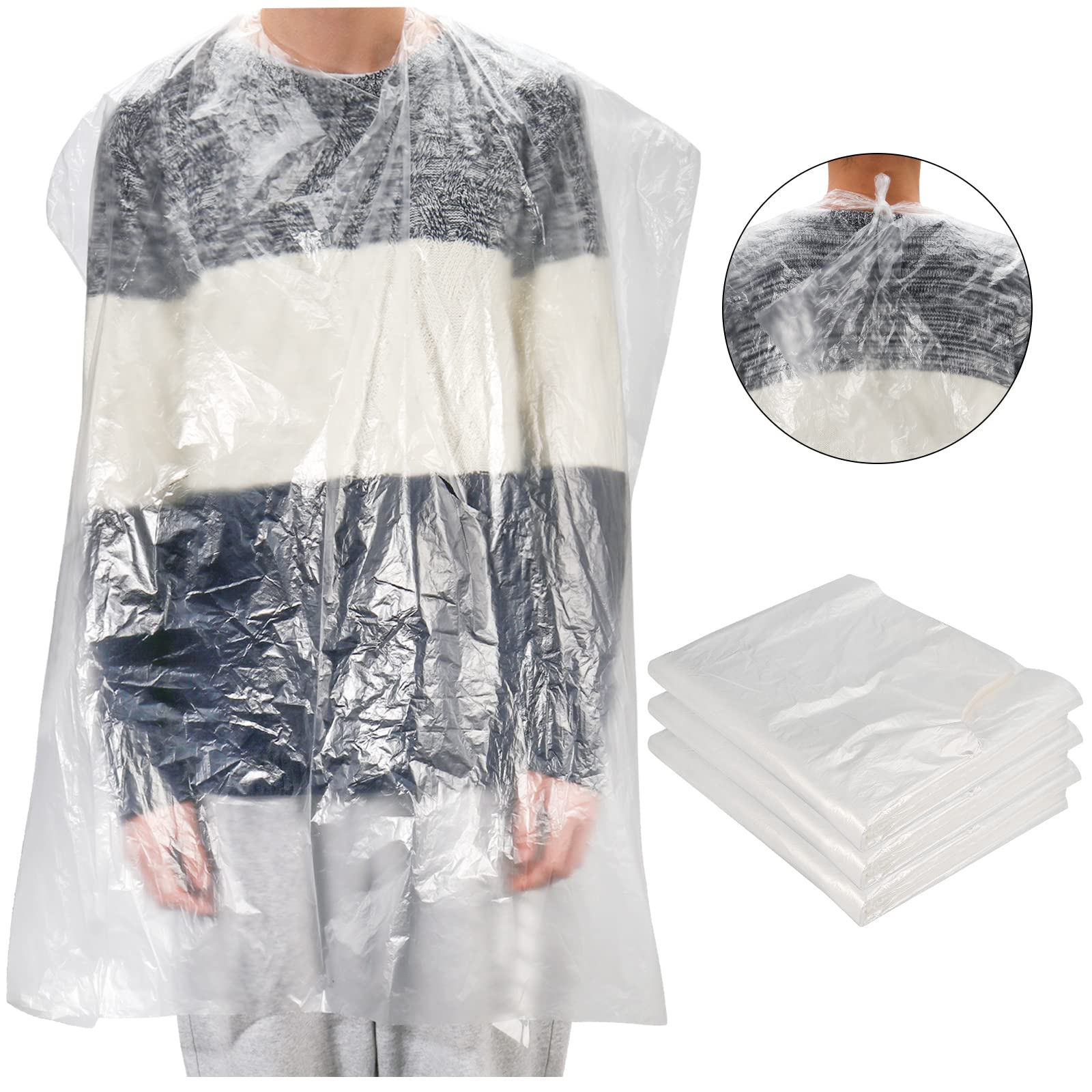 SINJEUN 200 PCS 47 x 36 Inch Disposable Hair Salon Capes, Waterproof Barber Cape, Single Use Shampoo Hair Cutting Cape Dressing Apron for Barbershop, Salon Hairdressing & Cleanliness