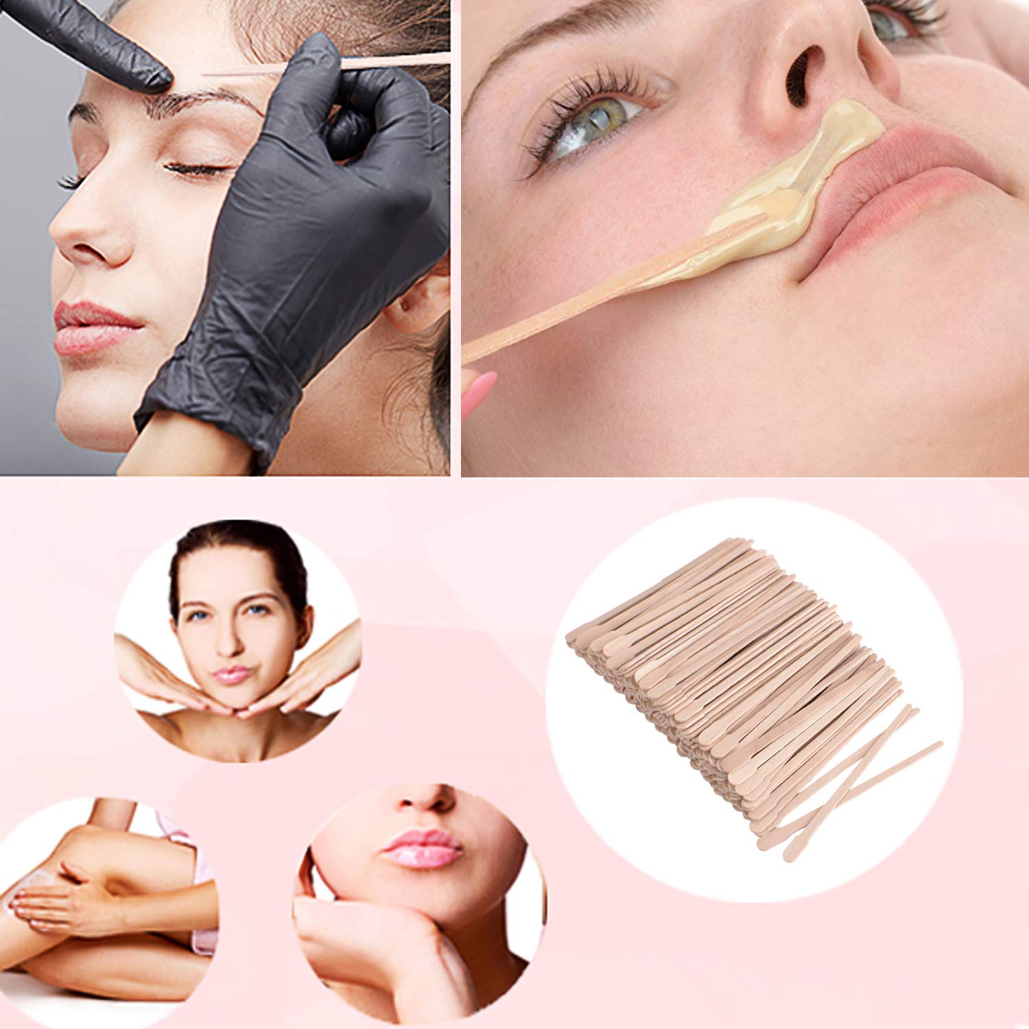 Whaline Wax Spatulas 400 Packs Small Wooden Waxing Applicator Sticks Wood Wax Spatulas Applicator Sticks for Face Eyebrows Hair Removal