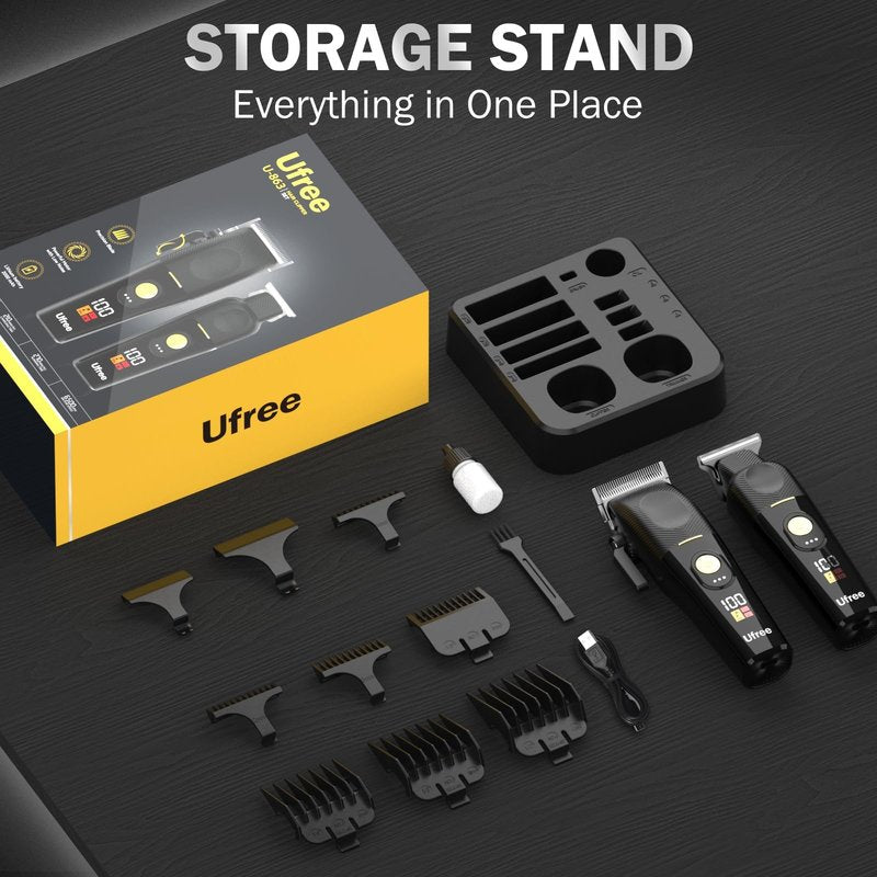 Ufree Professional Cordless Hair Clippers for Men, Barber Clippers & Trimmers Set with Storage Stand, Electric Shaver, Complete Hair Cutting Kit, Gifts for Men