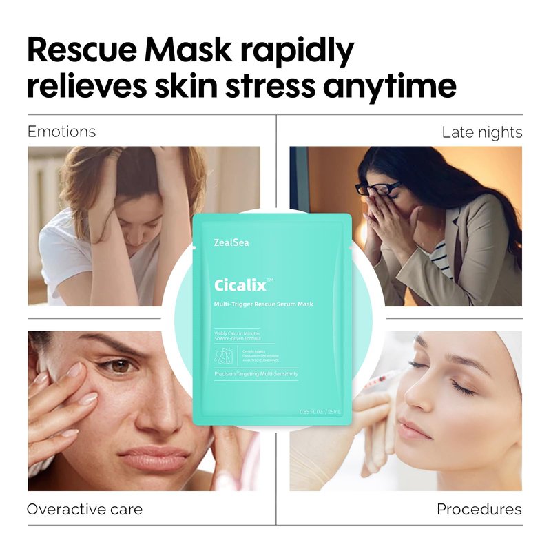 ZealSea Cicalix & Ceramidbar Face Masks Skincare, All-in-one Proven Derm Solution Facial Mask for Visibly Soft | Plump | Quenching | Anti-aging, Soothing & Refreshing, Strengthen & Restore, 4+4 Duo